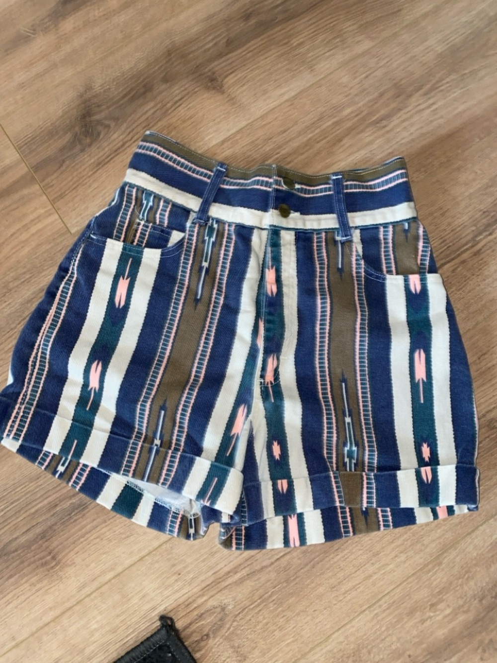 VTG Western Aztec Print Denim Shorts